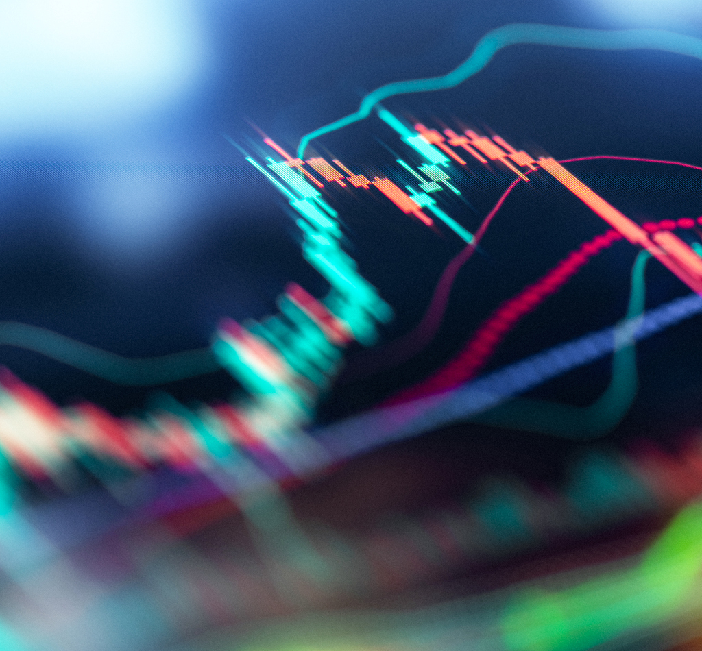 Trading chats analytics on digital display. Financial diagram analytics.